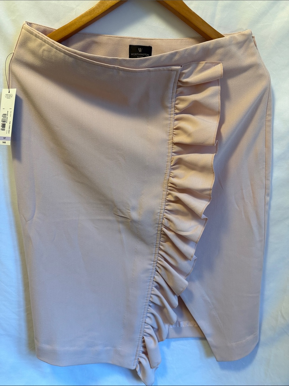 Worthington Blush Pink Ruffle-Trim Pencil Skirt